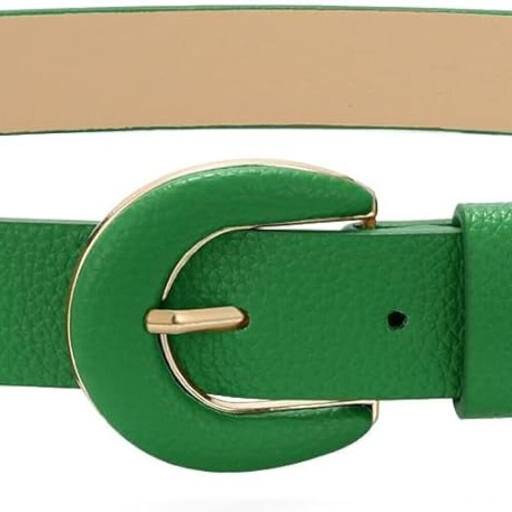 Women's Leather Belt Casual Fashion Waist Belt for Jeans Dress Black Green